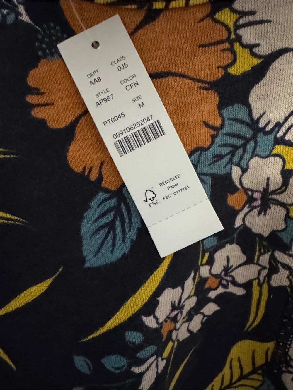 J. Crew Men’s Medium Navy Floral Crewneck Sweatshirt NWT